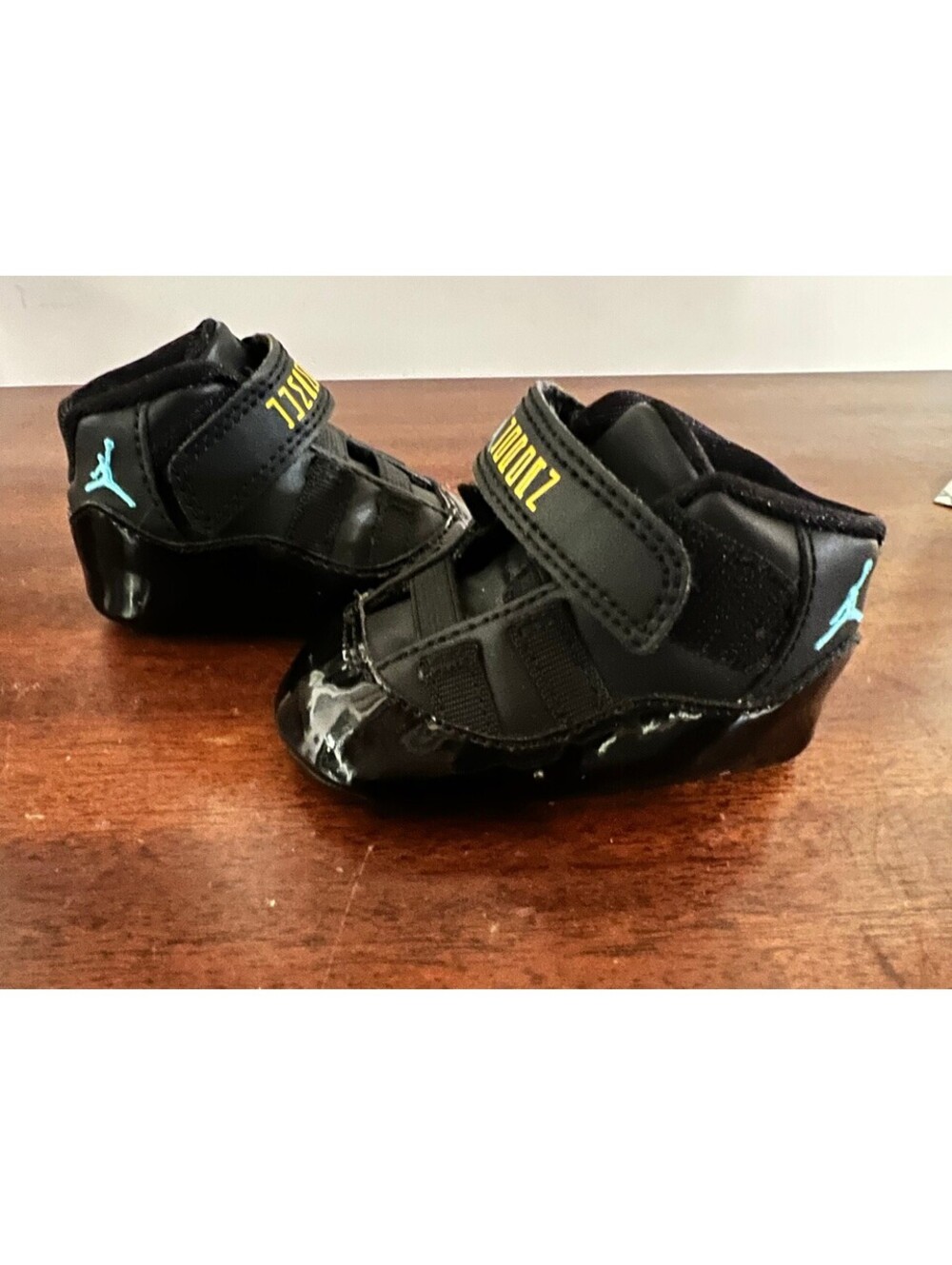 Nike Air Jordan 11 Retro Gamma Blue Crib Booties Baby 2C Black Patent 2013